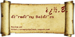 Örmény Balázs névjegykártya